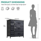 7 Drawer Fabric Dresser for Bedroom and Living Room, Chest of Drawer Organizer Storage Cabinet for Closet, Entryway, Grey