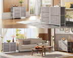 5 Drawer Fabric Dresser for Bedroom and Living Room, Chest of Drawer Organizer Storage Cabinet for Closet, Entryway, Grey