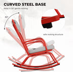 3-PieceOutdoor Rocking Chairs Set for 2 with Thick Cushions and 18-inch Small Round Table, Steel Patio Conversation Set for Backyard, Porch, Deck - Easy Assembly Red