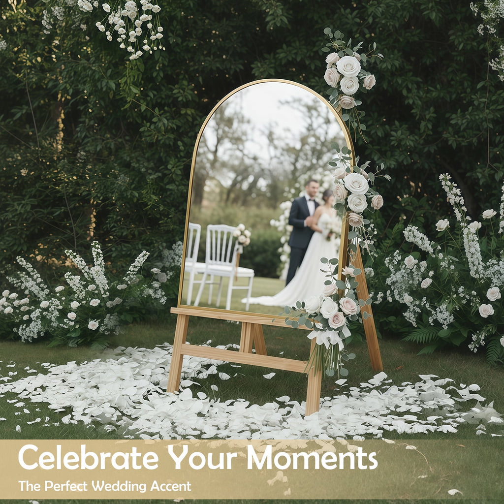 20"x30" Arched Bathroom Mirror, Wall Mounted Vanity Mirror with Metal Frame for Bedroom, Entryway, Living Room, Gold