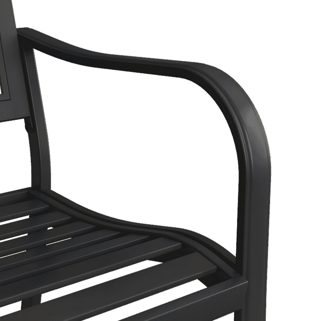 Outdoor Bench with Floral Design, Anti-Rust Steel Garden Bench for Patio, Porch, Park, Weatherproof Metal Bench with 660LB Capacity, Sunflower for Yard, Garden Decor Black