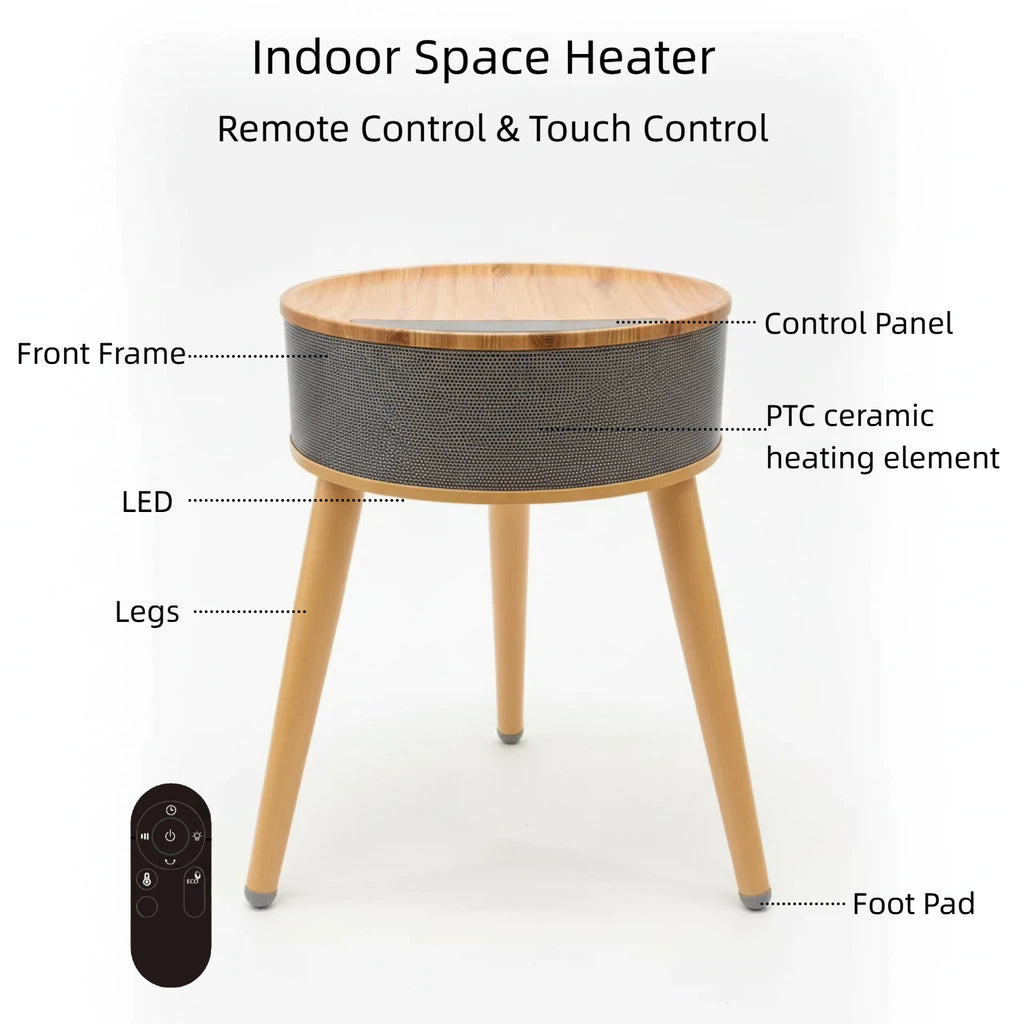Nygira Space Heater, 1500W PTC Ceramic for Rapid Heating, Indoor Portable Heater for Bedroom, Office, 12H Timer, ECO Mode, Gray