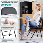 2 Pack Leather Padded Folding Chairs, Indoor Outdoor Stackable Portable Metal Frame Chairs, Comfortable Seating for Home Office Party Events, Black
