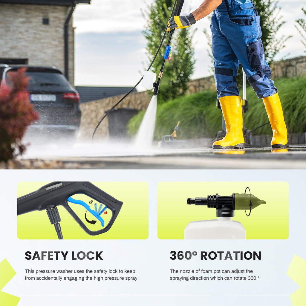 Electric Pressure Washer, 2100 Max PSI 2.0 Max GPM with Foam Cannon, 5 Quick Connect Nozzles, for Cars/Fences/Driveways/Home/Patios, Blue