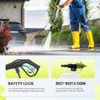 Electric Pressure Washer, 2100 Max PSI 2.0 Max GPM with Foam Cannon, 5 Quick Connect Nozzles, for Cars/Fences/Driveways/Home/Patios, Blue