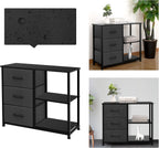 3 Drawer Nightstand for Bedroom,Fabric Dresser with Wood Top and Shelves, Chest of Drawer Organizer Storage Cabinet, Bedside Table, Grey