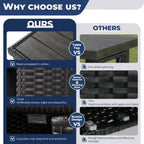 Outdoor Waterproof Wicker Storage Cabinet, 2-Door Buffet Sideboard with Shelves, Rust-Proof Steel Frame, Patio Bar Table for Garden/Kitchen