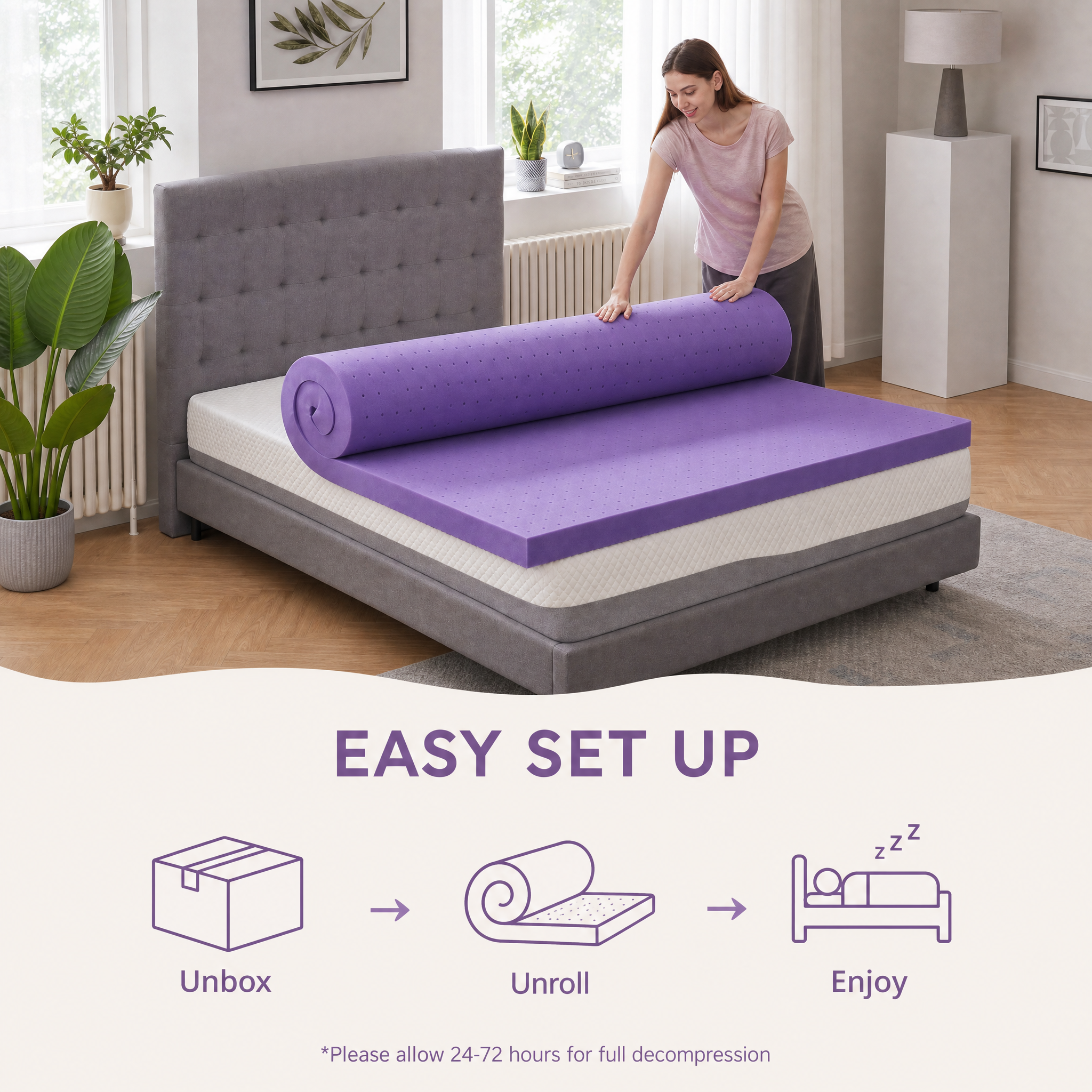 1.5 Inch Gel Memory Foam Mattress Topper Twin, Cooling Ventilated Bed Topper for Pressure Relief, Breathable Soft Pad, CertiPUR-US Certified