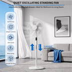 Roomisland 17" Oscillating Pedestal Fan with Remote, Quiet Standing Fan with Timer for Bedroom, 3 Speeds & 3 Modes, Adjustable Height, High Power Floor Fan