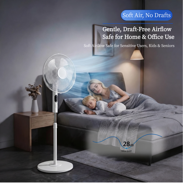 Roomisland 17" Oscillating Pedestal Fan with Remote, Quiet Standing Fan with Timer for Bedroom, 3 Speeds & 3 Modes, Adjustable Height, High Power Floor Fan