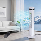 Roomisland 36" Quiet Tower Fan, Standing Bladeless Floor Fan with 60° Oscillation, 25ft Air Delivery, LED Display, 12 Hour Timer, 5 Speed 4 Mode Cooling Fan with Remote