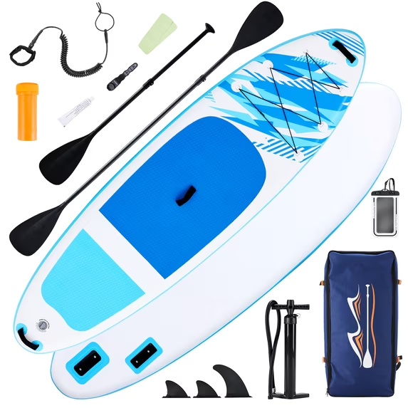 Roomisland Inflatable Stand Up Paddle Board, 10.5’ SUP with Non-Slip Deck, 2-in-1 Paddle, Wide Stable Design, Portable Paddleboard for Lakes Rivers Ocean, Complete Accessories