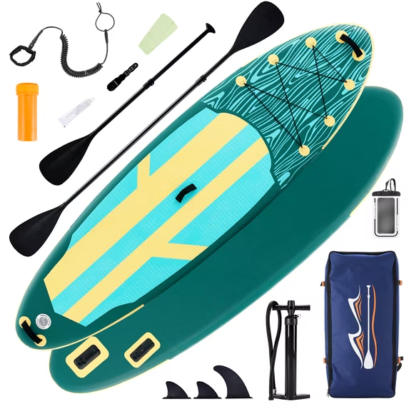 Roomisland Inflatable Stand Up Paddle Board, 10.5’ SUP with Non-Slip Deck, 2-in-1 Paddle, Wide Stable Design, Portable Paddleboard for Lakes Rivers Ocean, Complete Accessories