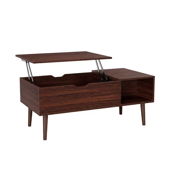 Roomisland Coffee Table with Lifting Top, Lift Top Wooden Center Table for Living Room, Hidden Storage & Shelf, Multifunctional Mid Century Modern Tables for Home Office