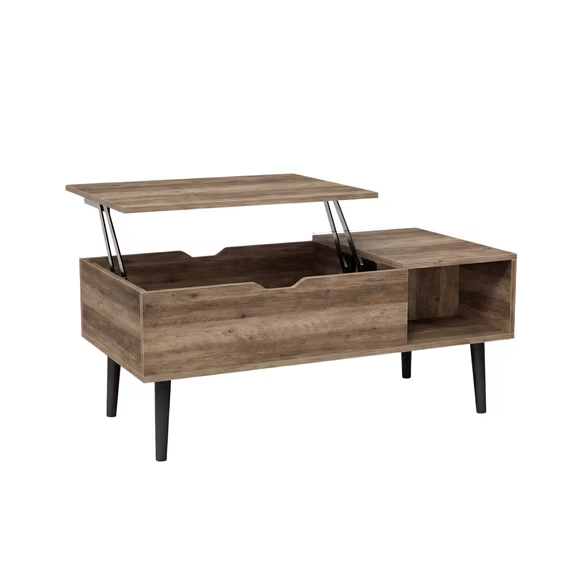 Roomisland Coffee Table with Lifting Top, Lift Top Wooden Center Table for Living Room, Hidden Storage & Shelf, Multifunctional Mid Century Modern Tables for Home Office