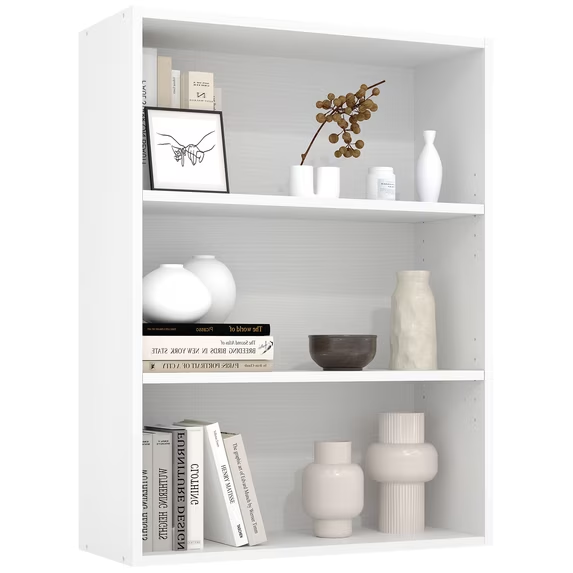 Roomisland 3 Tier Bookshelf, Modern Tall Open Display Bookcase with Reinforced Back & Anti-Tip Kit, Heavy Duty Wood Book Shelves for Home Office Living Room