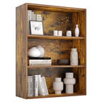 Roomisland 3 Tier Bookshelf, Modern Tall Open Display Bookcase with Reinforced Back & Anti-Tip Kit, Heavy Duty Wood Book Shelves for Home Office Living Room