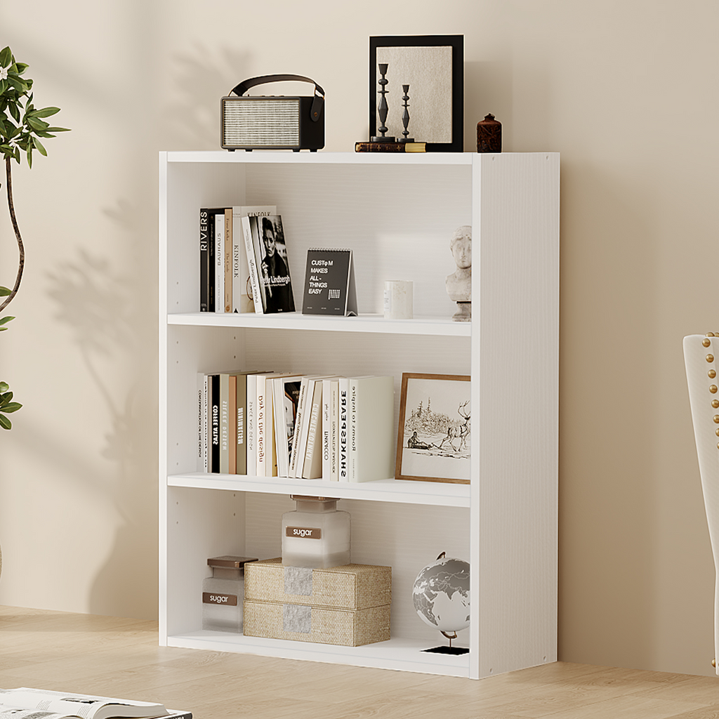 Roomisland 3 Tier Bookshelf, Modern Tall Open Display Bookcase with Reinforced Back & Anti-Tip Kit, Heavy Duty Wood Book Shelves for Home Office Living Room
