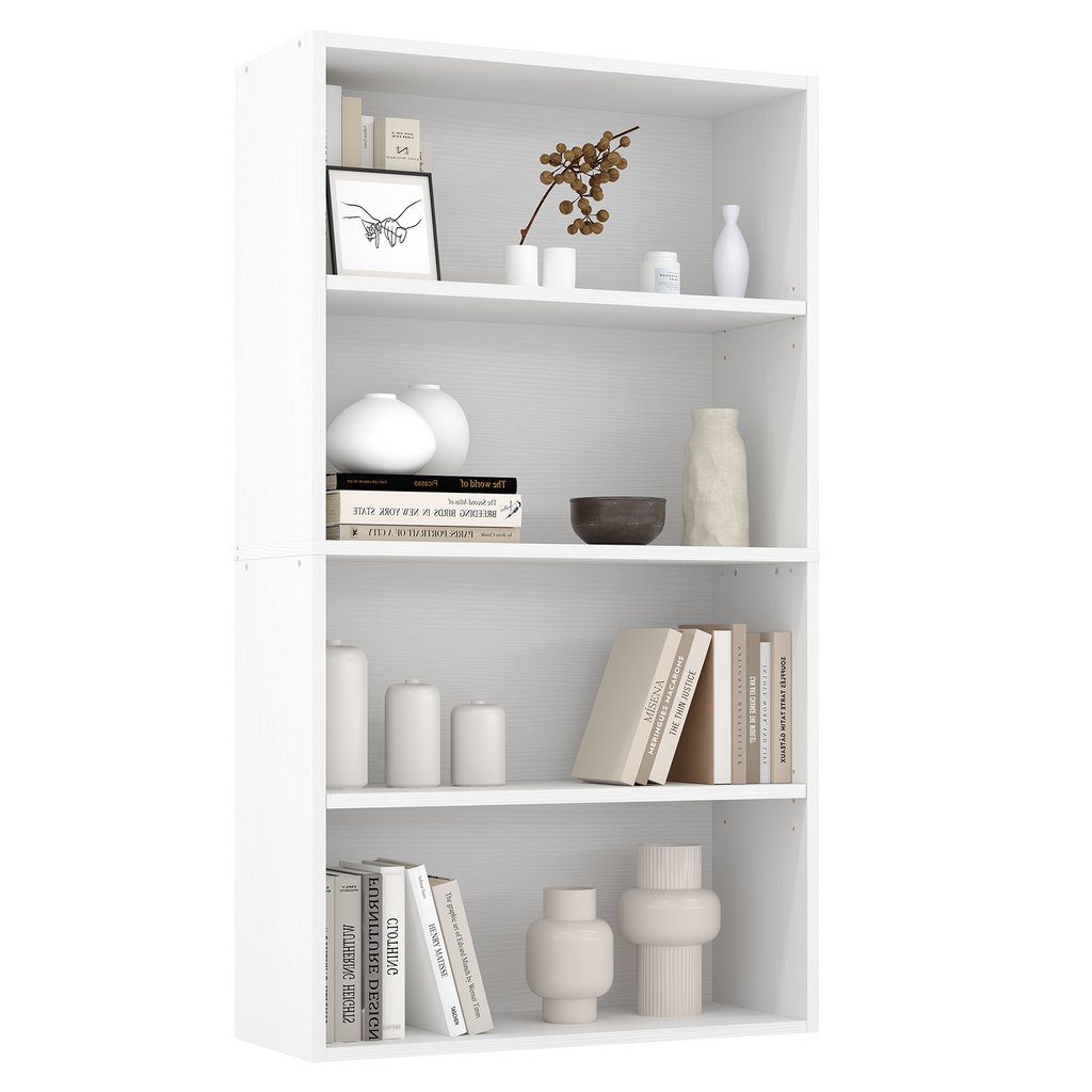 Roomisland 4 Tier Bookshelf, Modern Tall Open Display Bookcase with Reinforced Back & Anti-Tip Kit, Heavy Duty Wood Book Shelves for Home Office Living Room