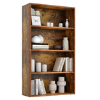 Roomisland 4 Tier Bookshelf, Modern Tall Open Display Bookcase with Reinforced Back & Anti-Tip Kit, Heavy Duty Wood Book Shelves for Home Office Living Room