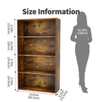 Roomisland 4 Tier Bookshelf, Modern Tall Open Display Bookcase with Reinforced Back & Anti-Tip Kit, Heavy Duty Wood Book Shelves for Home Office Living Room