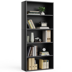 Roomisland 5 Tier Bookshelf, Modern Tall Open Display Bookcase with Reinforced Back & Anti-Tip Kit, Heavy Duty Wood Book Shelves for Home Office Living Room