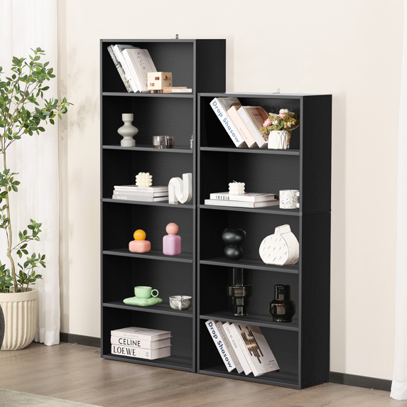 Roomisland 6 Tier Bookshelf, Modern Tall Open Display Bookcase with Reinforced Back & Anti-Tip Kit, Heavy Duty Wood Book Shelves for Home Office Living Room