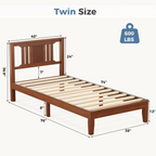 Roomisland Twin Size Platform Bed Frame with Headboard, 12 Inch Heavy Duty Wooden Bed Frame, No Box Spring Needed, Under Bed Storage, Easy Assembly, Walnut
