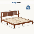 Roomisland Kind Size Platform Bed Frame with Headboard, 12 Inch Heavy Duty Wooden Bed Frame, No Box Spring Needed, Under Bed Storage, Easy Assembly, Walnut