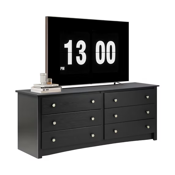 Roomisland 6 Drawer Dresser for Bedroom, Wood Chest of Drawers Storage Organizer, Wooden TV Stand for Living Room, Hallway, Closet, Dormitory, Easy Clean, Modern