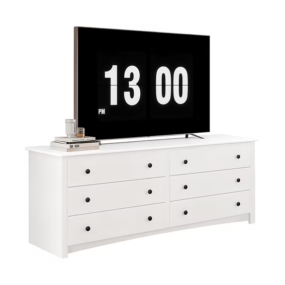 Roomisland 6 Drawer Dresser for Bedroom, Wood Chest of Drawers Storage Organizer, Wooden TV Stand for Living Room, Hallway, Closet, Dormitory, Easy Clean, Modern