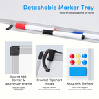 Roomisland Magnetic White Board Easel 36"x24", Portable Dry Erase Board with Stand, Height Adjustable Tripod Easel for Home Office Classroom, Silver Aluminium Frame