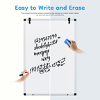 Roomisland Magnetic White Board Easel 36"x24", Portable Dry Erase Board with Stand, Height Adjustable Tripod Easel for Home Office Classroom, Silver Aluminium Frame