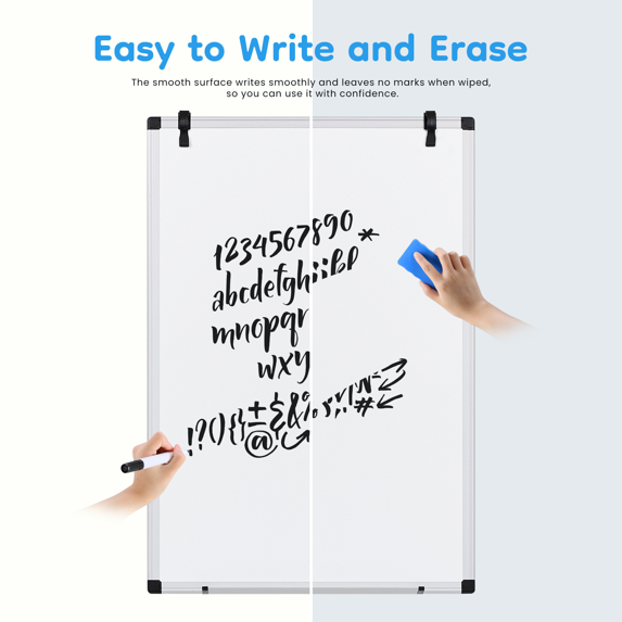 Roomisland Magnetic White Board Easel 36"x24", Portable Dry Erase Board with Stand, Height Adjustable Tripod Easel for Home Office Classroom, Silver Aluminium Frame
