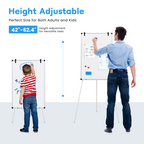 Roomisland Magnetic White Board Easel 36"x24", Portable Dry Erase Board with Stand, Height Adjustable Tripod Easel for Home Office Classroom, Silver Aluminium Frame