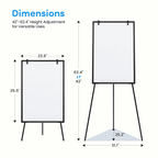 Roomisland Magnetic White Board Easel 36"x24", Portable Dry Erase Board with Stand, Height Adjustable Tripod Easel for Home Office Classroom, Silver Aluminium Frame
