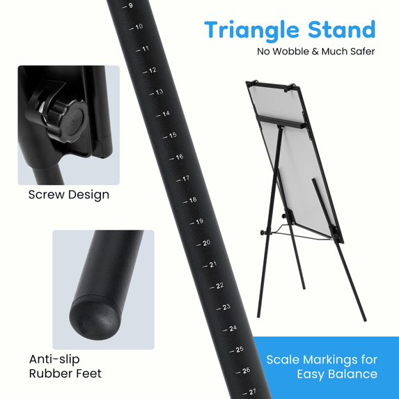 Roomisland Magnetic White Board Easel 36"x24", Portable Dry Erase Board with Stand, Height Adjustable Tripod Easel for Home Office Classroom, Silver Aluminium Frame