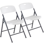 Roomisland Heavy Duty Folding Chairs Set of 2, Plastic Stackable Plastic Portable Chairs for Dining & Events, White - Ideal for Indoor/Outdoor Use, Home, Office, Wedding, Patio