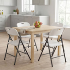 Roomisland Heavy Duty Folding Chairs Set of 2, Plastic Stackable Plastic Portable Chairs for Dining & Events, White - Ideal for Indoor/Outdoor Use, Home, Office, Wedding, Patio