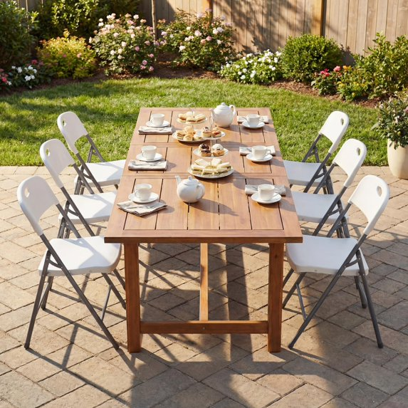 Roomisland Heavy Duty Folding Chairs Set of 2, Plastic Stackable Plastic Portable Chairs for Dining & Events, White - Ideal for Indoor/Outdoor Use, Home, Office, Wedding, Patio