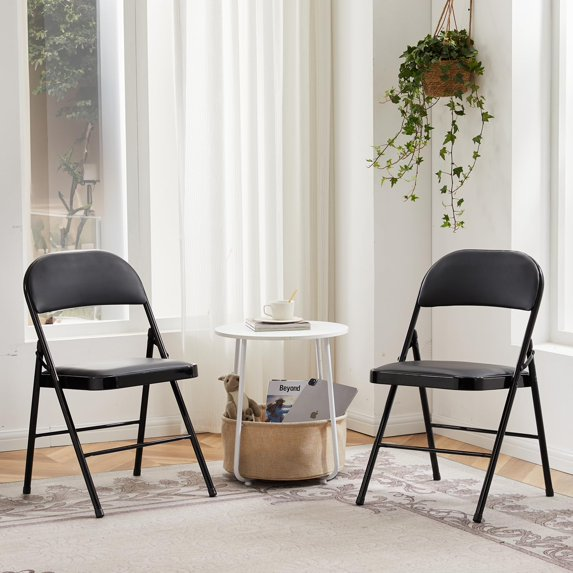 Roomisland Heavy Duty Folding Chairs Set of 4, Plastic Stackable Plastic Portable Chairs for Dining & Events, White - Ideal for Indoor/Outdoor Use, Home, Office, Wedding, Patio