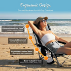 Roomisland Folding Beach Chair Lightweight, Portable Sand Chair with Breathable Mesh Back, Padded Armrests, Cup Holder, Storage Pocket for Camping, Picnic, Lawn