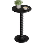 Roomisland Side Table for Small Spaces, Round End Table with Solid Wood Leg, Modern Martini Drink Table, Drink Nightstand for Living Room Bedroom Corner Office