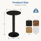Roomisland Side Table for Small Spaces, Round End Table with Solid Wood Leg, Modern Martini Drink Table, Drink Nightstand for Living Room Bedroom Corner Office
