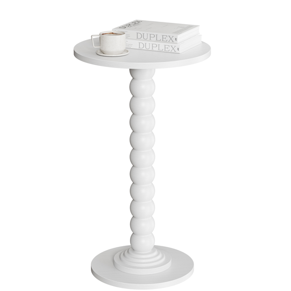 Roomisland Side Table for Small Spaces, Round End Table with Solid Wood Leg, Modern Martini Drink Table, Drink Nightstand for Living Room Bedroom Corner Office