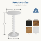 Roomisland Side Table for Small Spaces, Round End Table with Solid Wood Leg, Modern Martini Drink Table, Drink Nightstand for Living Room Bedroom Corner Office