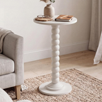 Roomisland Side Table for Small Spaces, Round End Table with Solid Wood Leg, Modern Martini Drink Table, Drink Nightstand for Living Room Bedroom Corner Office