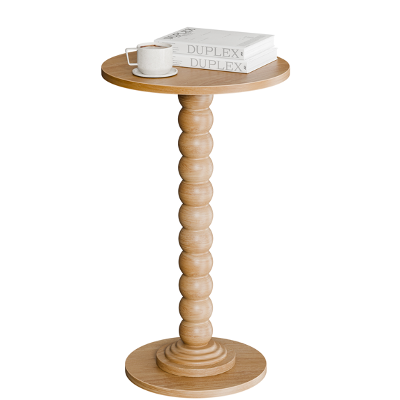 Roomisland Side Table for Small Spaces, Round End Table with Solid Wood Leg, Modern Martini Drink Table, Drink Nightstand for Living Room Bedroom Corner Office