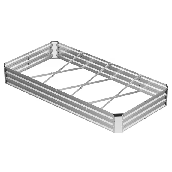 Roomisland Galvanized Raised Garden Bed, Rust-Resistant Outdoor Metal Planting Box, Easy Assembly Steel Vegetable Flower Herb Planter, No Bottom, No Rot