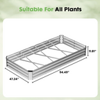 Roomisland Galvanized Raised Garden Bed, Rust-Resistant Outdoor Metal Planting Box, Easy Assembly Steel Vegetable Flower Herb Planter, No Bottom, No Rot